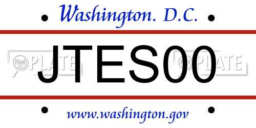 JTES00 District Of Columbia License Plate