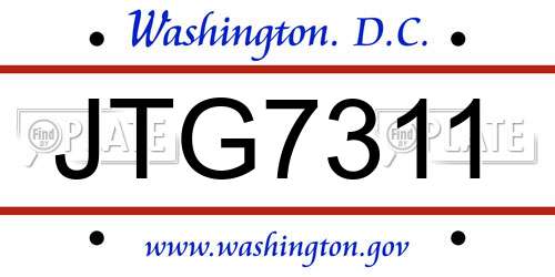 JTG7311 District Of Columbia License Plate
