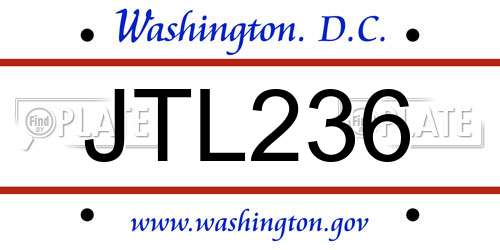 JTL236 District Of Columbia License Plate