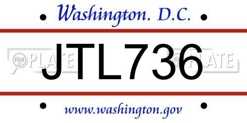 JTL736 District Of Columbia License Plate