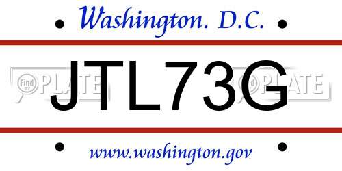 JTL73G District Of Columbia License Plate