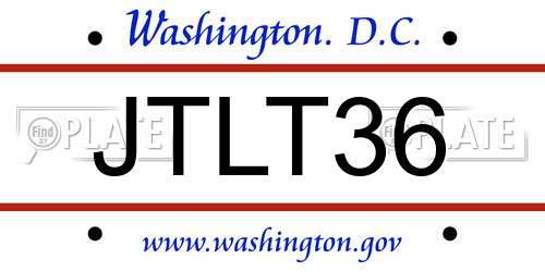 JTLT36 District Of Columbia License Plate
