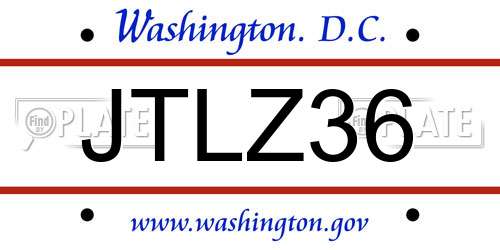 JTLZ36 District Of Columbia License Plate