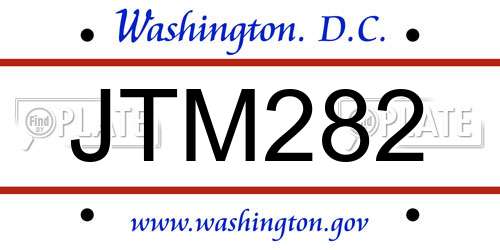 JTM282 District Of Columbia License Plate