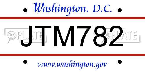 JTM782 District Of Columbia License Plate