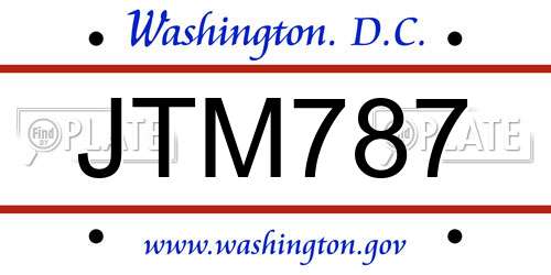 JTM787 District Of Columbia License Plate