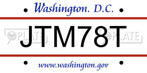 JTM78T District Of Columbia License Plate