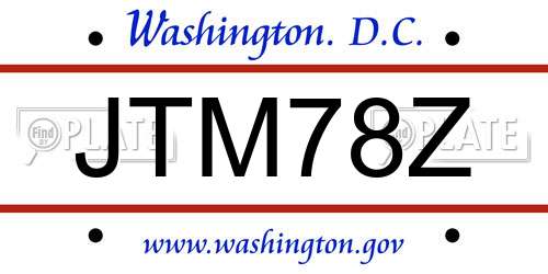 JTM78Z District Of Columbia License Plate