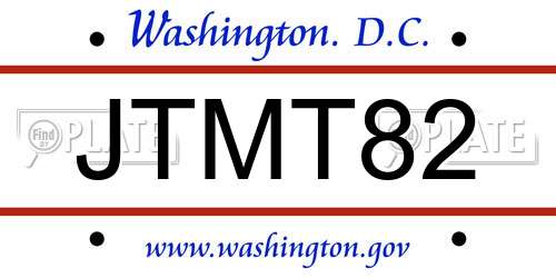 JTMT82 District Of Columbia License Plate