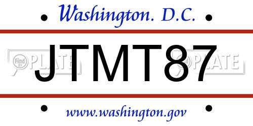 JTMT87 District Of Columbia License Plate