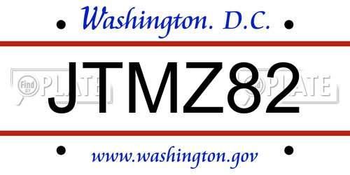 JTMZ82 District Of Columbia License Plate
