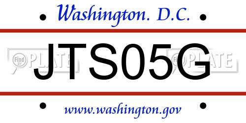 JTS05G District Of Columbia License Plate