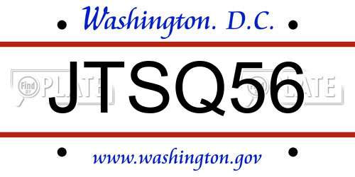 JTSQ56 District Of Columbia License Plate