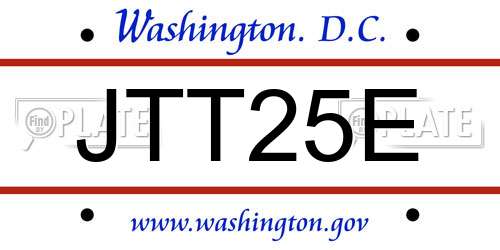 JTT25E District Of Columbia License Plate