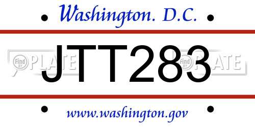 JTT283 District Of Columbia License Plate
