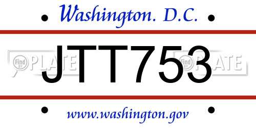 JTT753 District Of Columbia License Plate