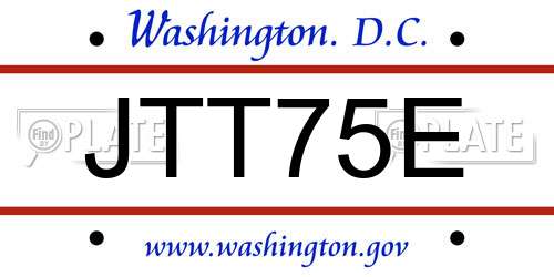 JTT75E District Of Columbia License Plate
