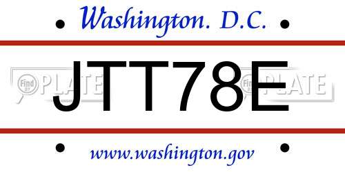 JTT78E District Of Columbia License Plate