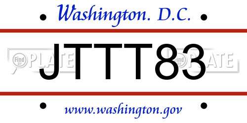JTTT83 District Of Columbia License Plate