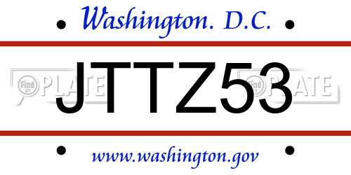 JTTZ53 District Of Columbia License Plate