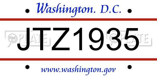 JTZ1935 District Of Columbia License Plate