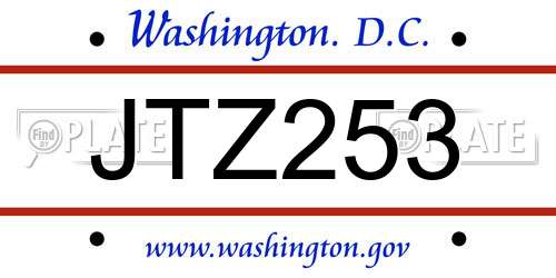 JTZ253 District Of Columbia License Plate