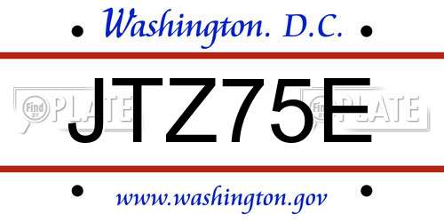 JTZ75E District Of Columbia License Plate