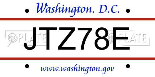 JTZ78E District Of Columbia License Plate