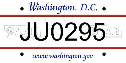JU0295 District Of Columbia License Plate