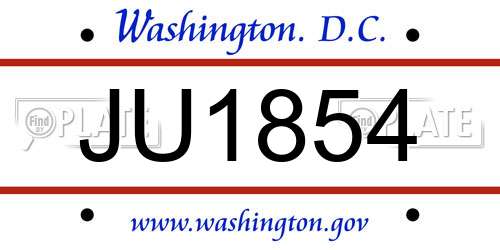 JU1854 District Of Columbia License Plate