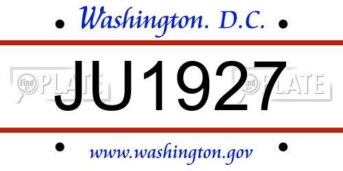 JU1927 District Of Columbia License Plate