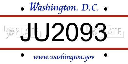 JU2093 District Of Columbia License Plate