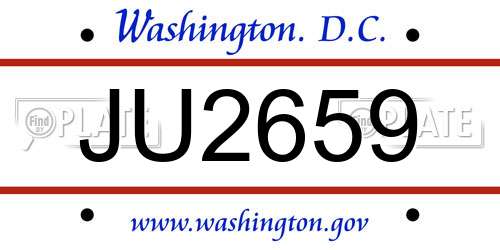 JU2659 District Of Columbia License Plate