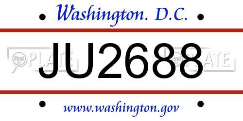 JU2688 District Of Columbia License Plate
