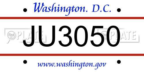 JU3050 District Of Columbia License Plate