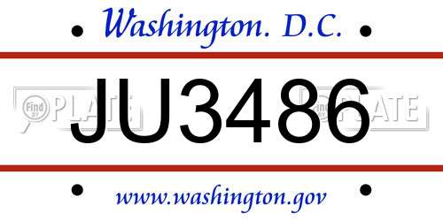 JU3486 District Of Columbia License Plate