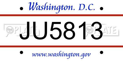 JU5813 District Of Columbia License Plate
