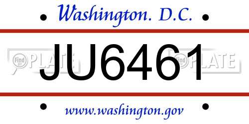 JU6461 District Of Columbia License Plate