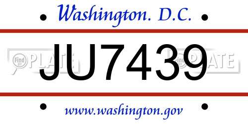 JU7439 District Of Columbia License Plate