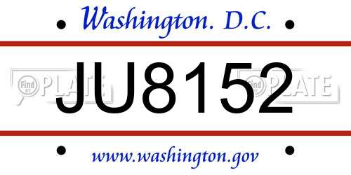 JU8152 District Of Columbia License Plate