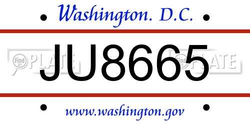 JU8665 District Of Columbia License Plate
