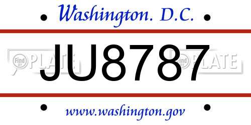 JU8787 District Of Columbia License Plate