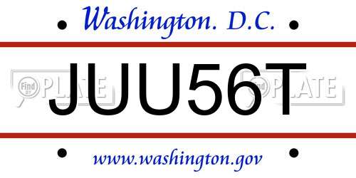 JUU56T District Of Columbia License Plate