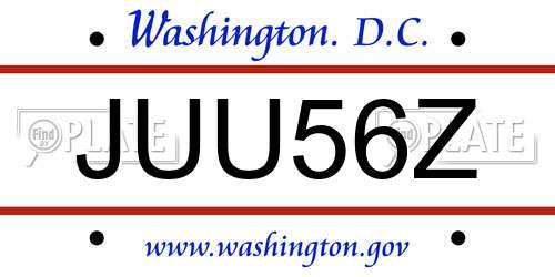 JUU56Z District Of Columbia License Plate