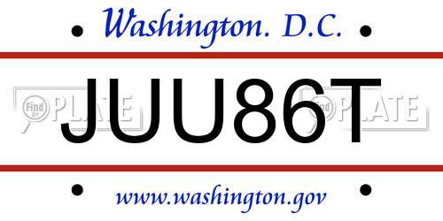 JUU86T District Of Columbia License Plate