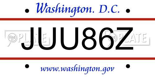 JUU86Z District Of Columbia License Plate