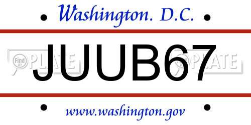 JUUB67 District Of Columbia License Plate