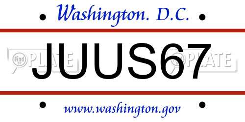JUUS67 District Of Columbia License Plate