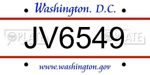 JV6549 District Of Columbia License Plate