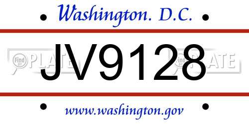 JV9128 District Of Columbia License Plate
